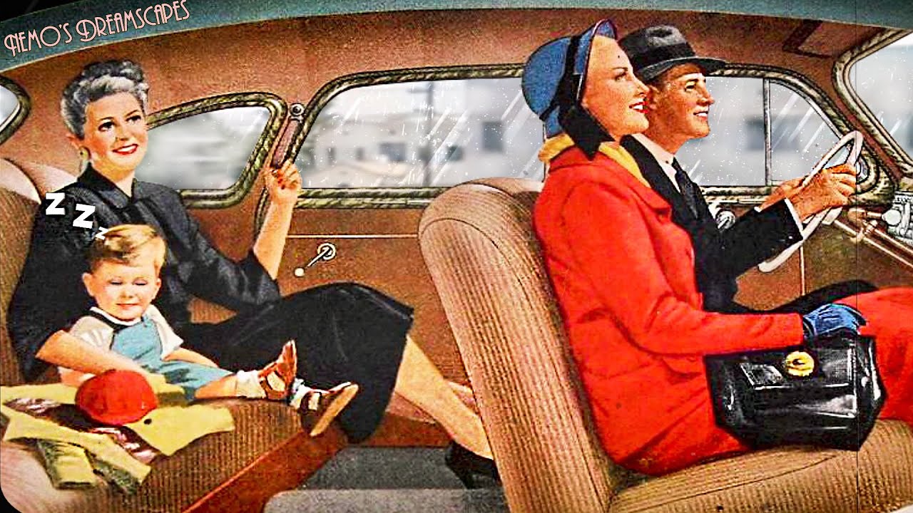 Oldies playing in the car and it's raining (windshield wipers sound, road trip) 3 HOURS ASMR v3