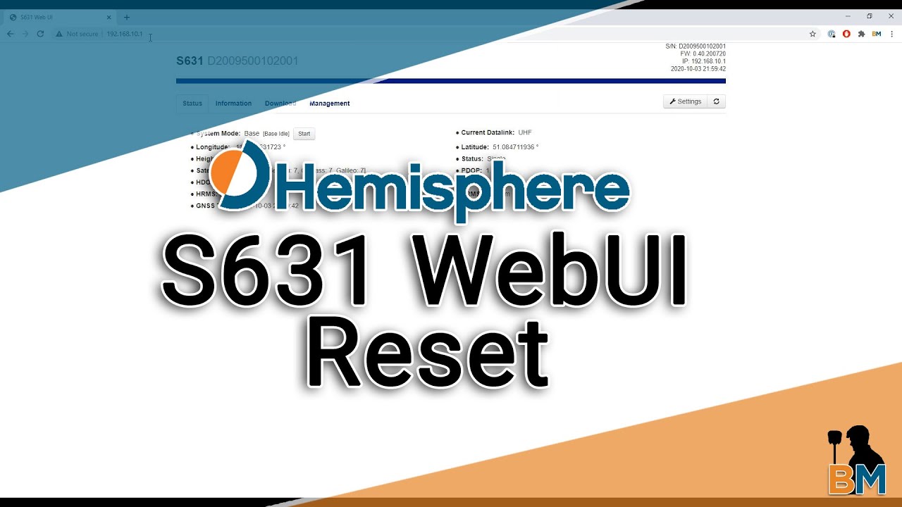 Hemisphere How To: Performing a Reset on the S631 | Bench Mark