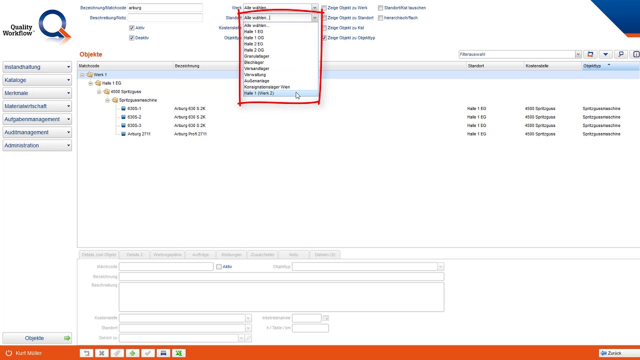 Die Filter in der Objektverwaltung