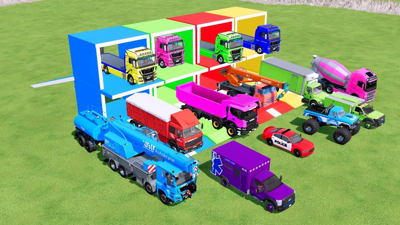 Transporting Dump Truck, Cement Mixer, Tractor Dump Tipper & Fire Rescue – FS22