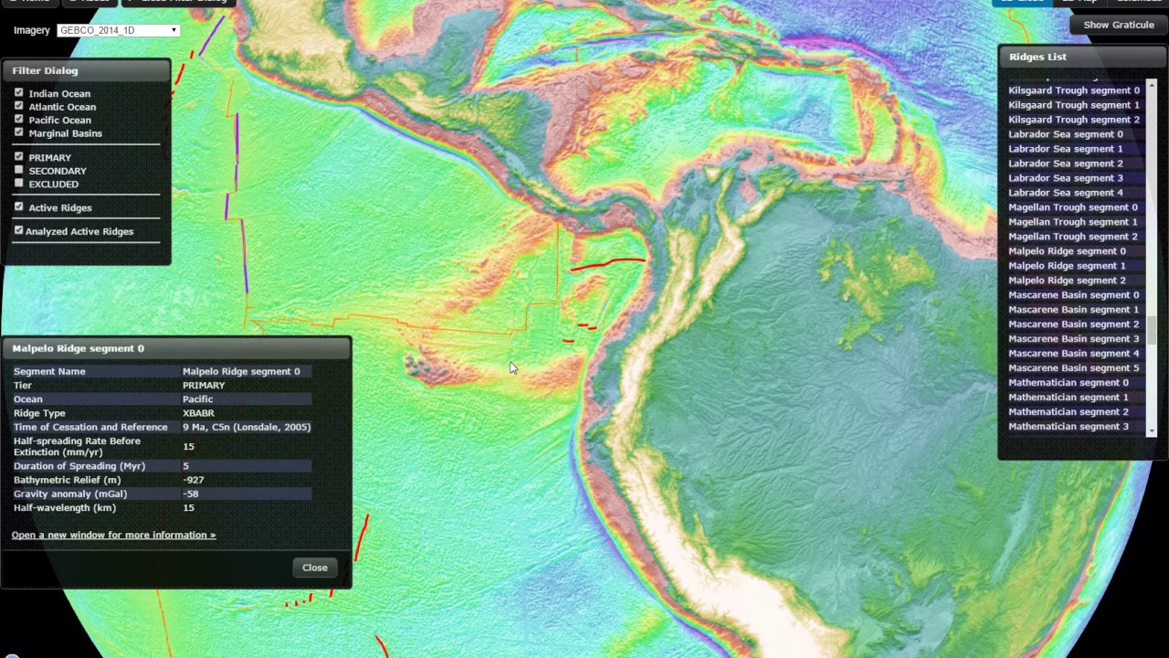 Global virtual globe and digital database of large-scale extinct spreading centers