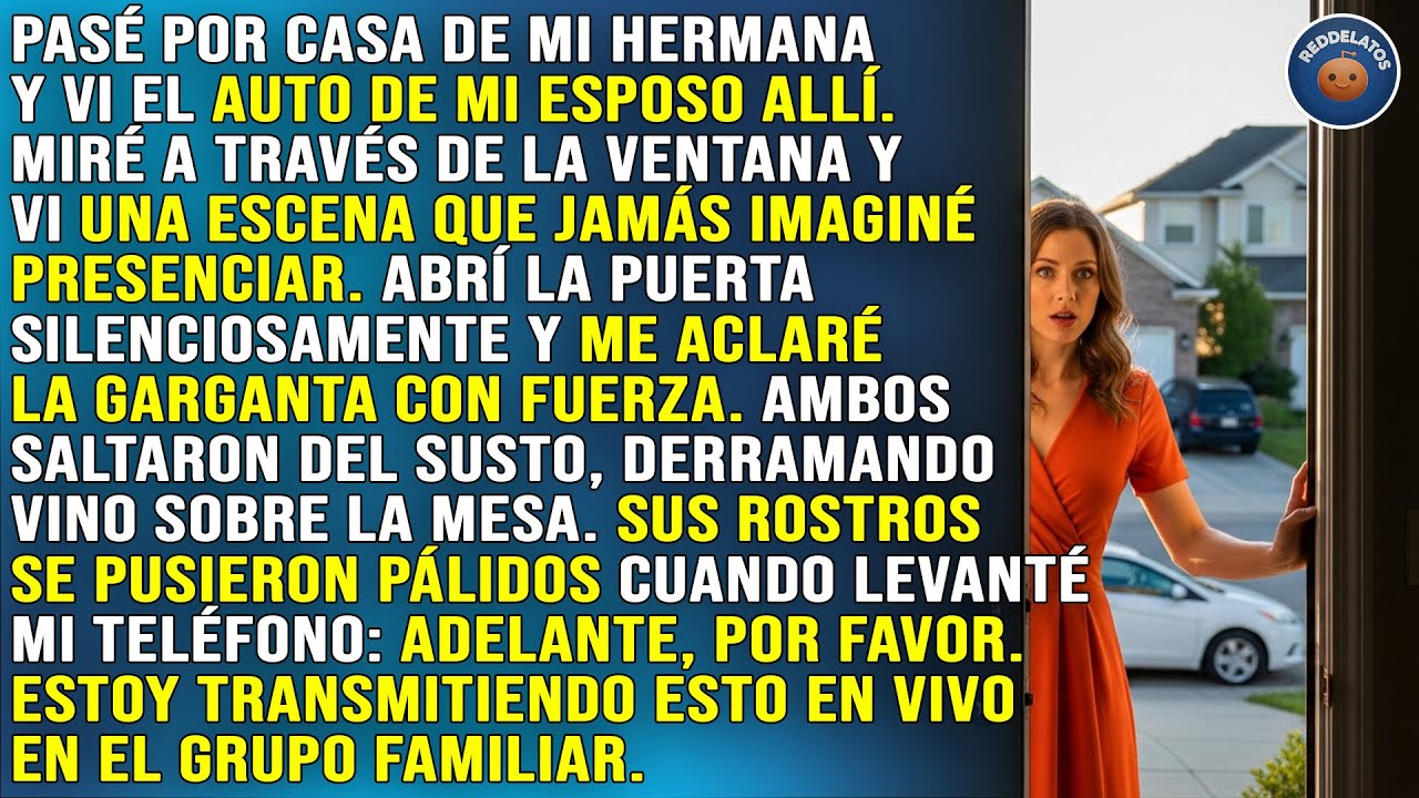 Pasé por casa de mi hermana y vi el auto de mi esposo allí. Miré a través de la ventana y vi una...