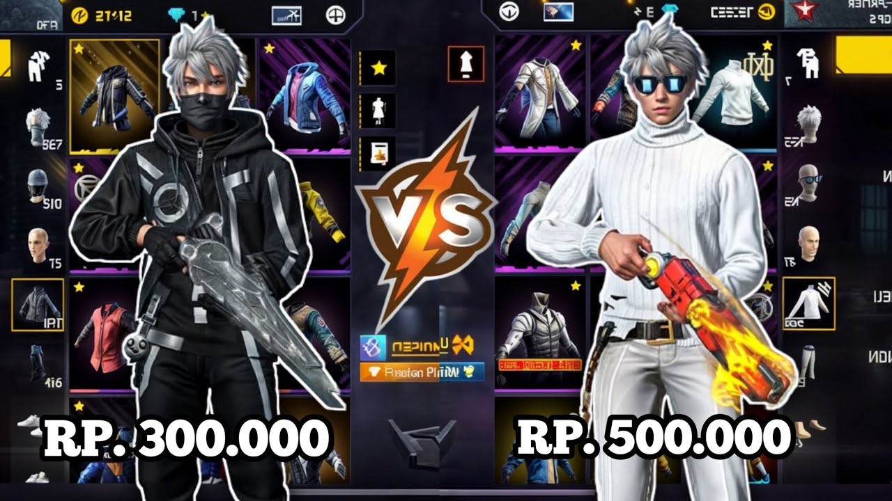 REVIEW AKUN FF SEHARGA 300.000 VS 500.000