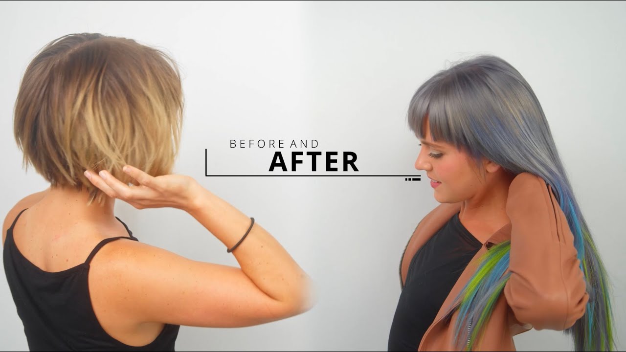 DreamCatchers Hair Extensions Installation on Really Short Hair + Awesome Vivid Color Transformation