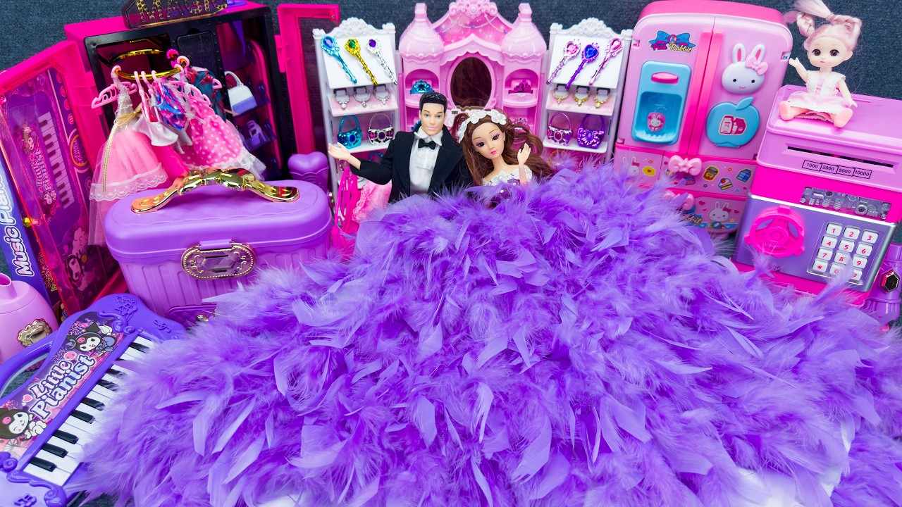 14 Minutes Satisfying Unboxing Barbie Princess Super Royal Bedroom Playset & Furniture Toys Review