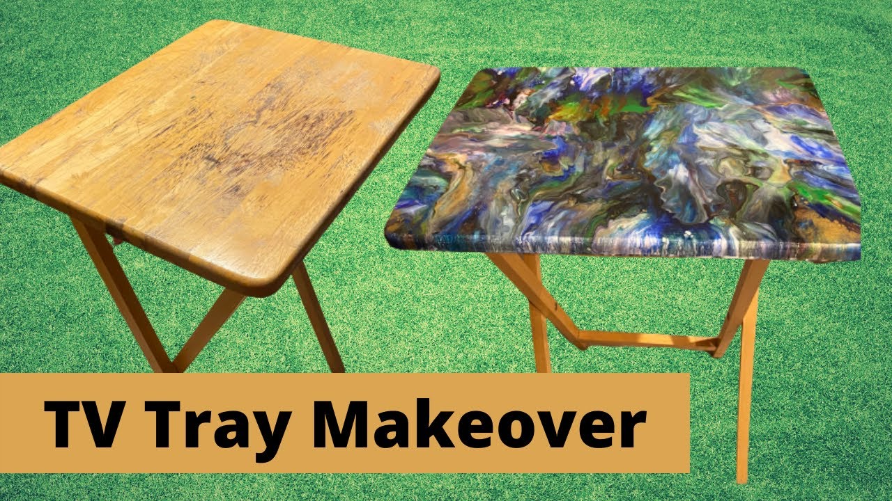 TV tray makeover using acrylic paint and epoxy - Quick tutorial on how to revamp a TV tray.