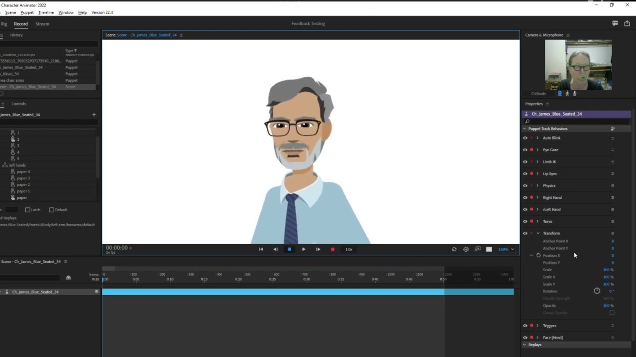 Rigging up James Day 1 Working with Adobe Character Animator