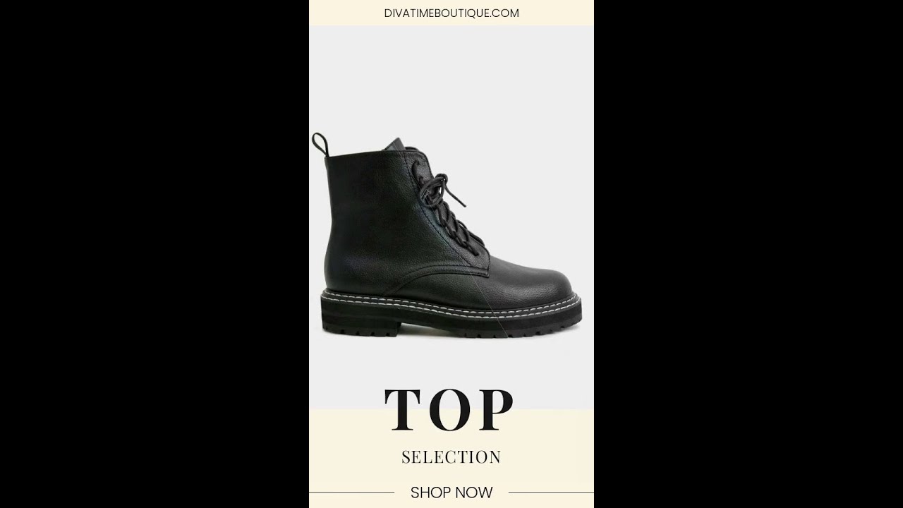 Beast Fashion Faux Leather Lace-Up Boots with Side Zipper