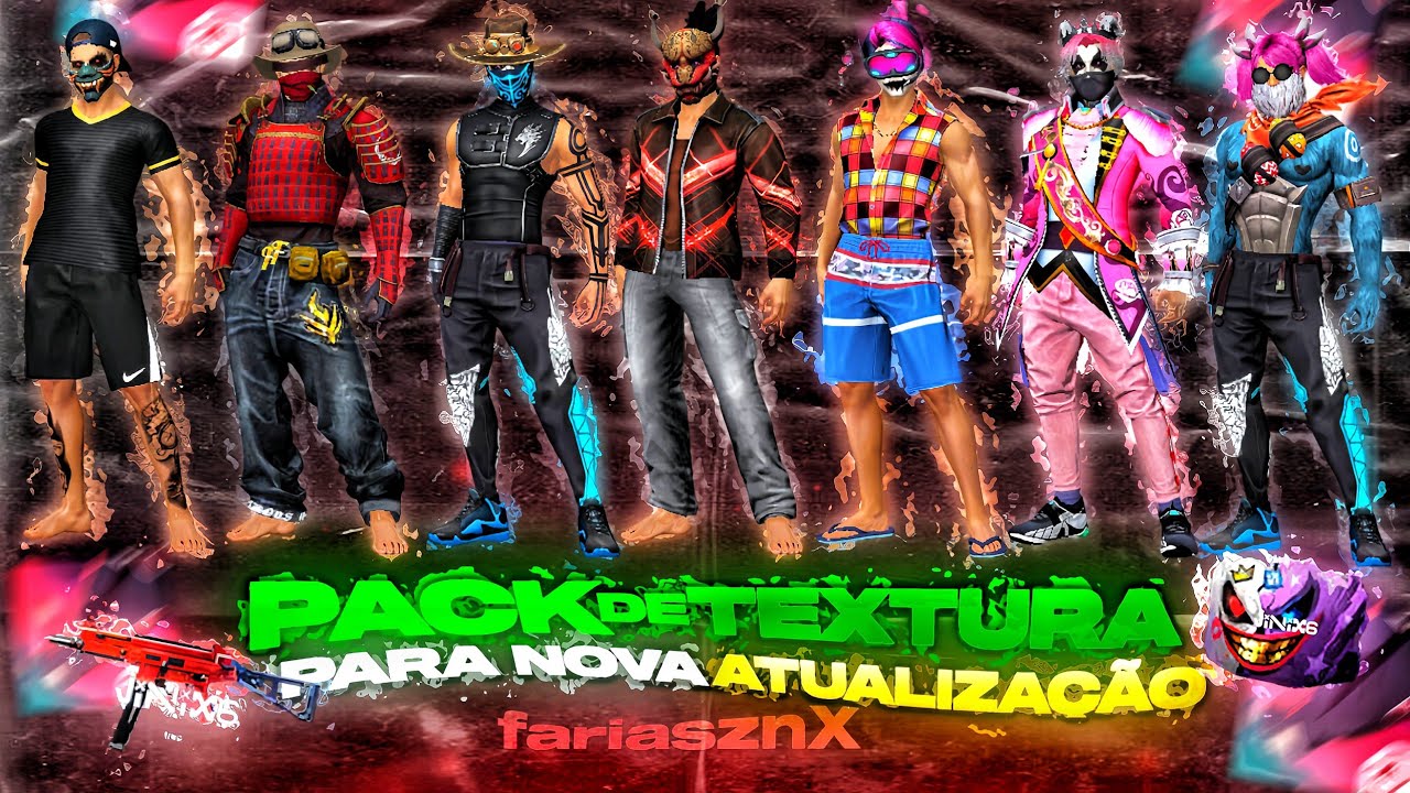 FREE FIRE ATUALIZOU! PACK de TEXTURA 3D INSTAPLAYER/4X4/FREESTYLE (SEM RISCO DE B4N) FARIAS FF