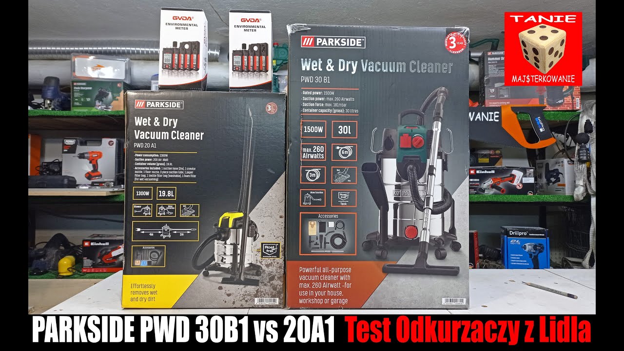 PARKSIDE PWD 30 B1 vs 20 A1 Kt&oacute;ry Odkurzacz Warsztatowy z Lidla jest Lepszy ?? Test Anemometrem GVDA
