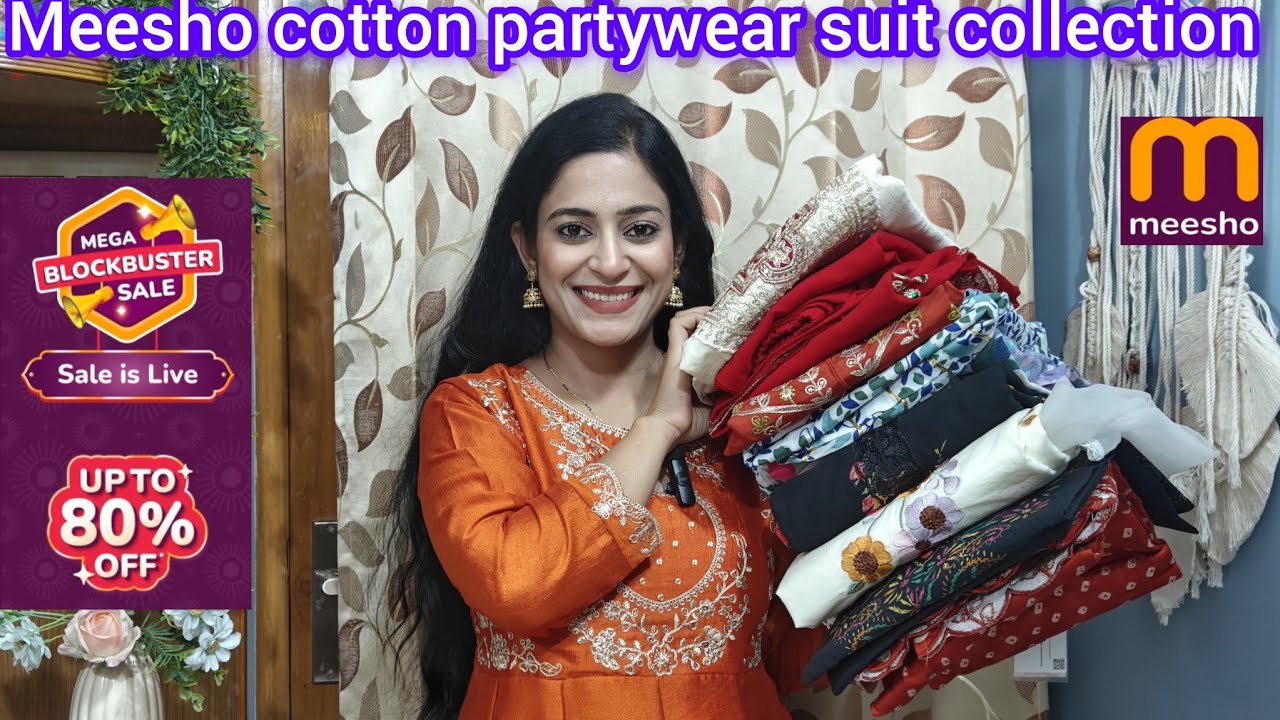 Meesho ♥️ 15 partywear cotton suit collection upto 80%off review,tryon @Meesho 