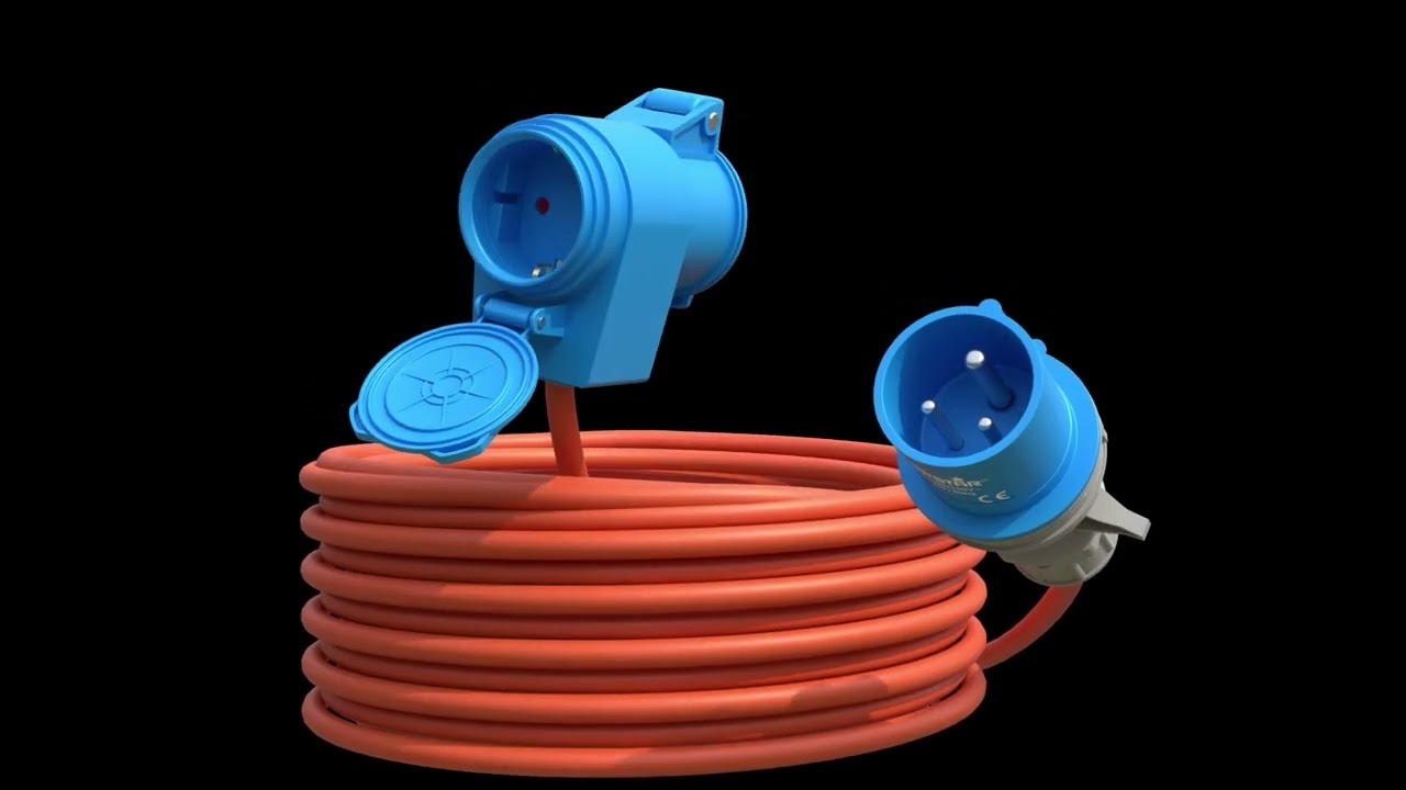 Poppstar - CEE-Verlängerung Stecker/Dose+Schuko-Steckdose, 230V 16A, IP44, H07RN-F 3G2.5, orange