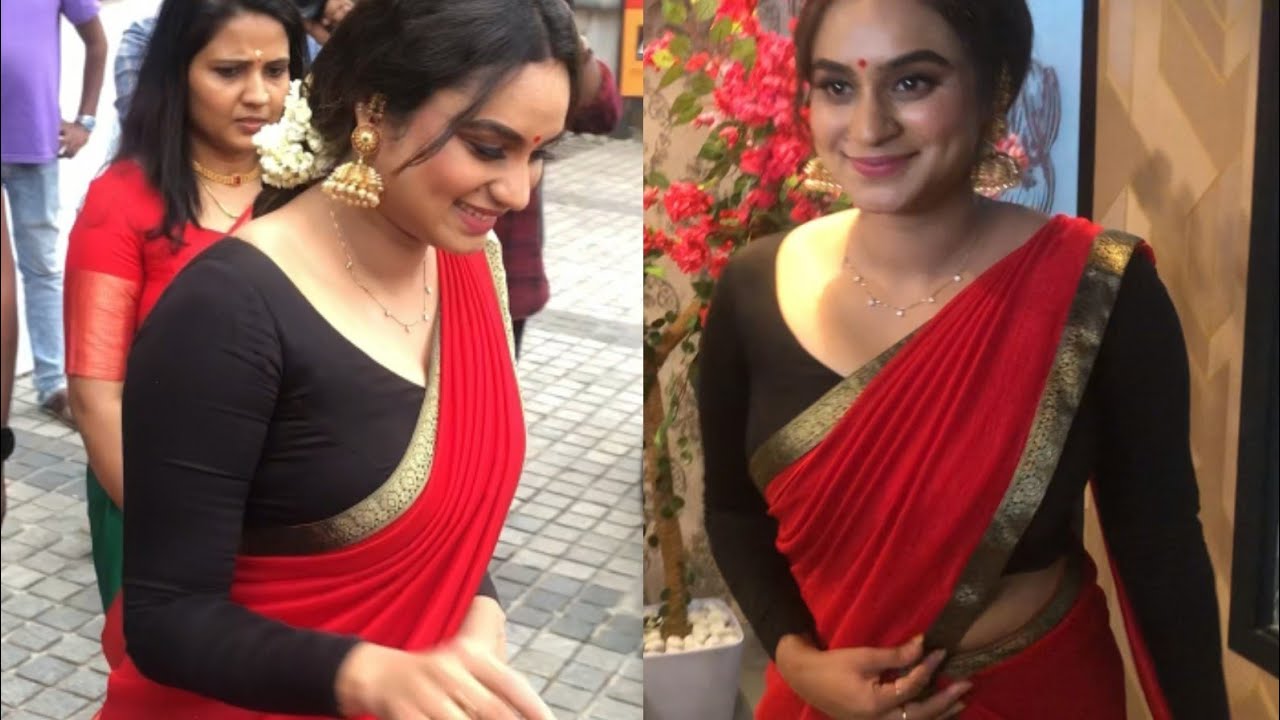 ചുവപ്പ് സാരിയിൽ അതിസുന്ദരിയായി ലക്ഷ്മി നക്ഷത്ര കോഴിക്കോട് വന്നപ്പോൾ | Lakshmi Nakshatra at Calicut