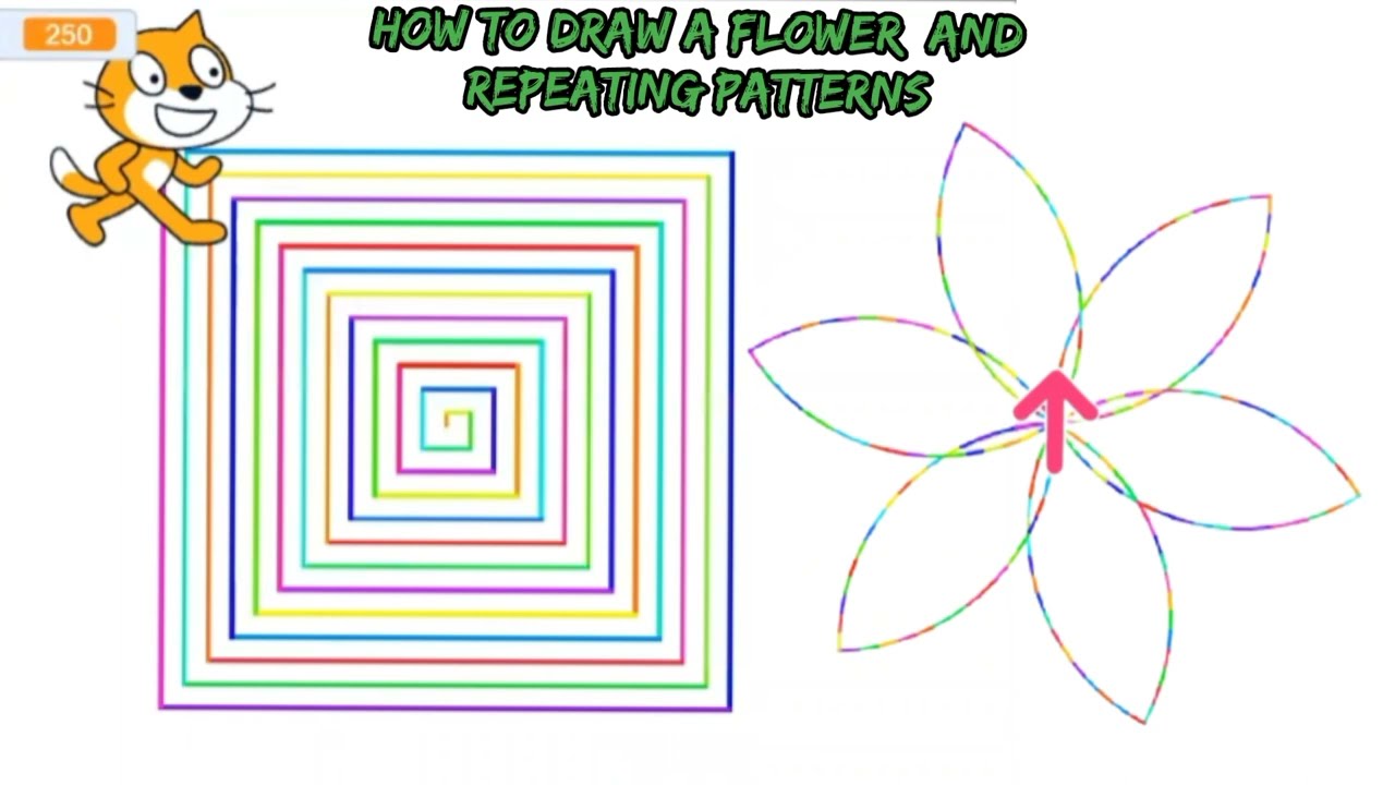 HOW to Draw a Flower and repeating patterns scratch