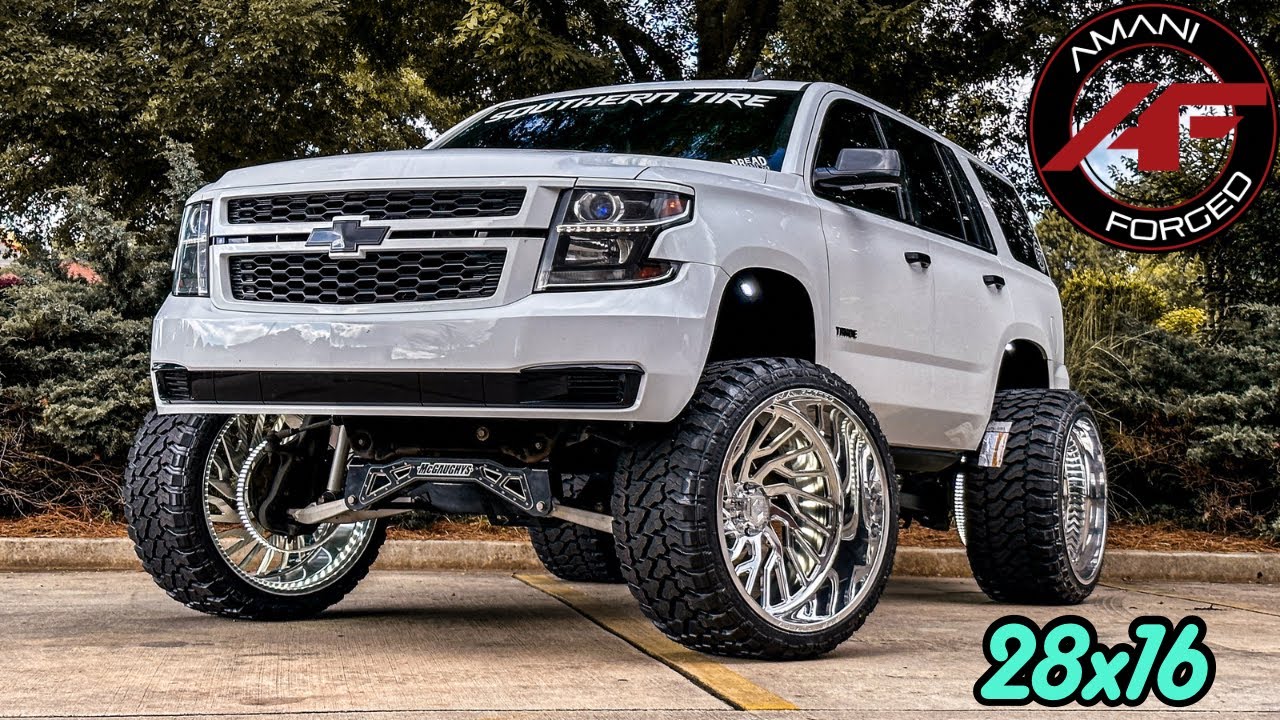 28x16 Amani Forged wheels for my Lifted Tahoe! 🫢
