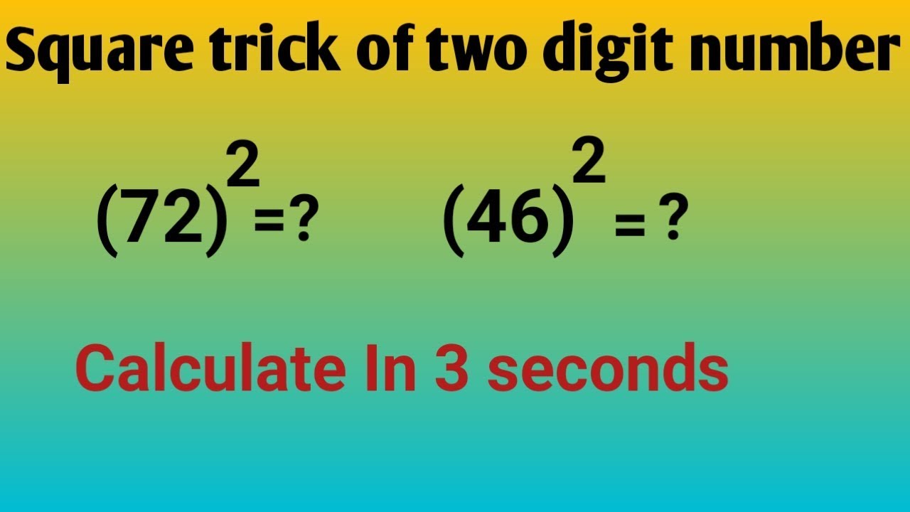 Squaring of two digit numbers ll Math trick to calculate square of 2 digit number