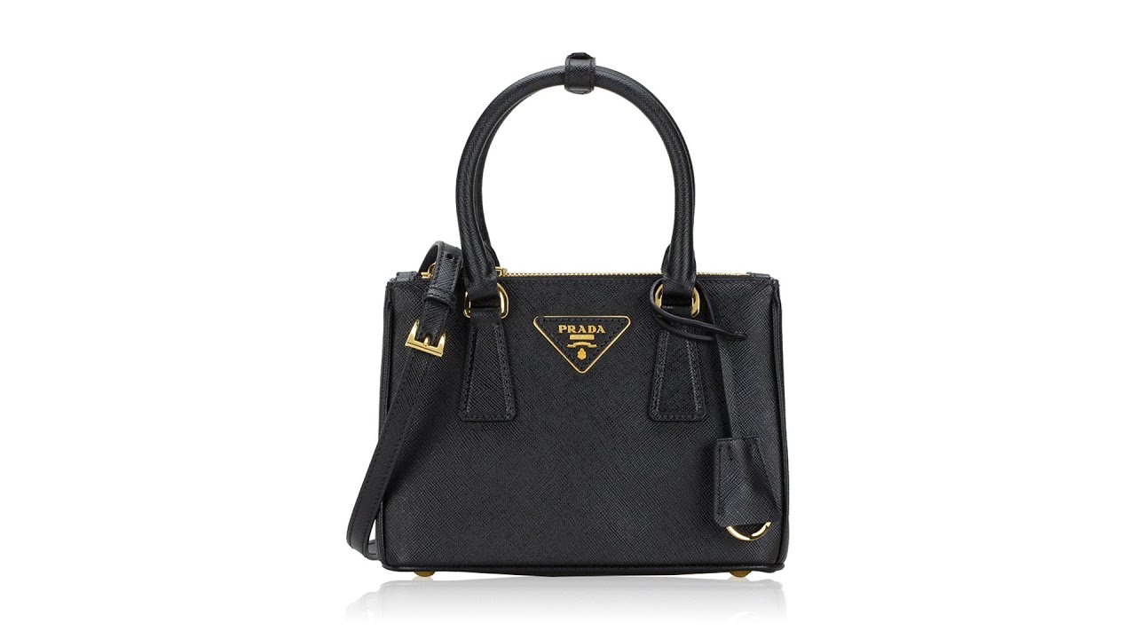 Prada Saffiano Lux Galleria Mini Double Zip Tote Nero