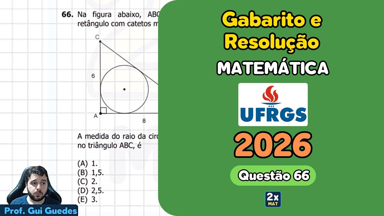 Resolução e Gabarito Matemática UFRGS 2026 - Questão 66 | Matemática em Dobro