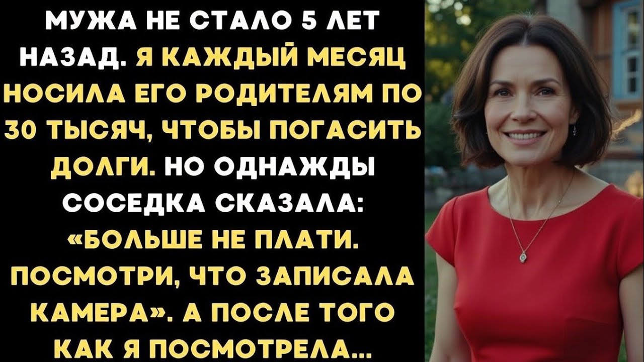 Муж умер 5 лет назад и я отдавала его долги. Но соседка сказала: Больше не плати. Проверь камеру...