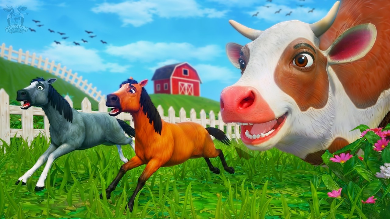 Super Cow Joins the Rescue Mission - 2 Tiny Horses Adventure!