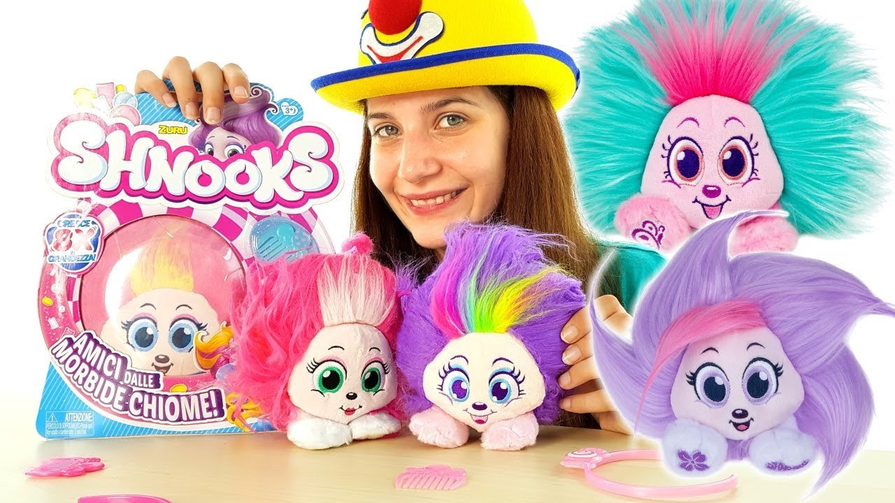 Magici Shnooks: allegro e super morbidissimo peluche con lunghissimi capelli colorati!