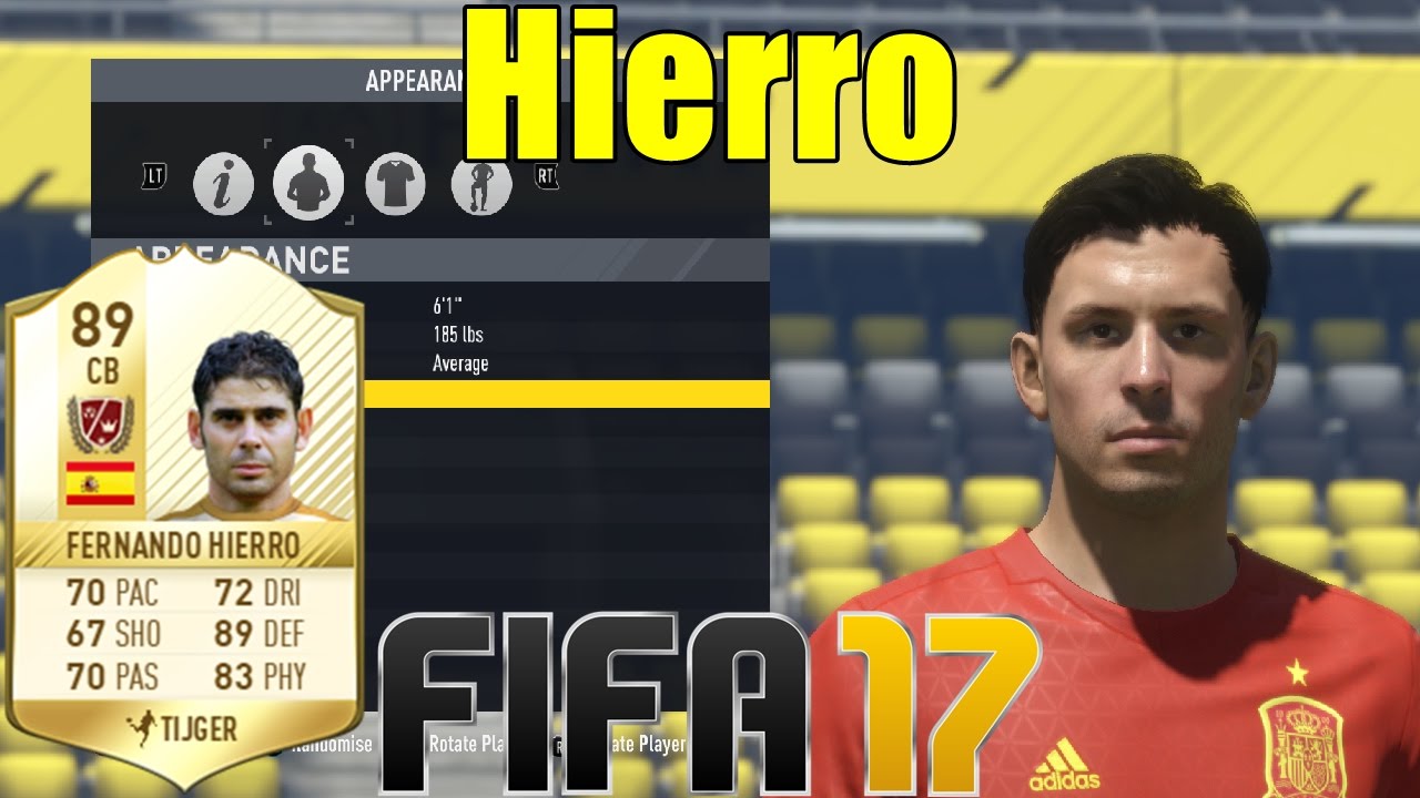 FIFA 17 - Hierro - Virtual Pro Look A Like Tutorial ( with Stats )