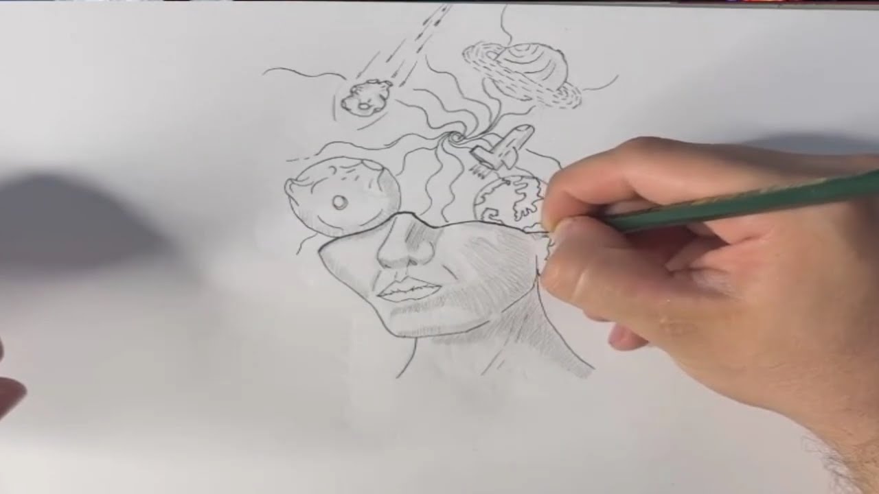 Un Viaje Dentro de la Mente  Dibujo a Lápiz y Col