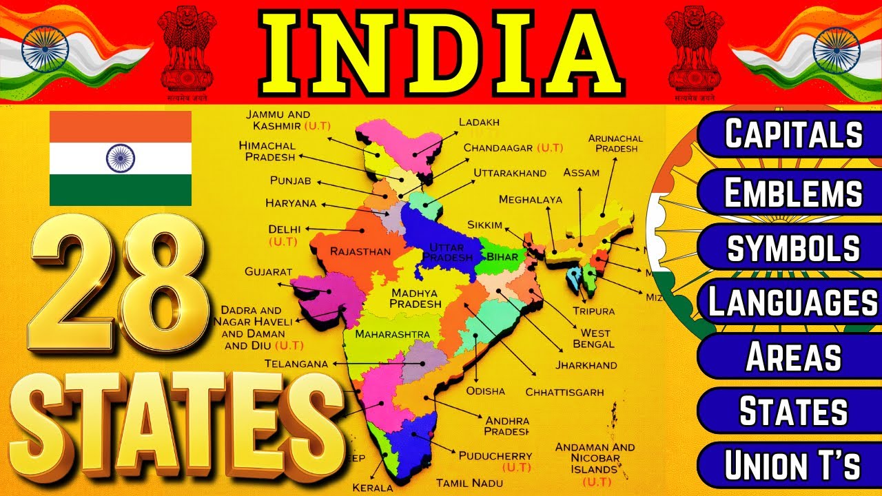 India Map Explained 🇮🇳 | 28 States and 8  Union Territories of India