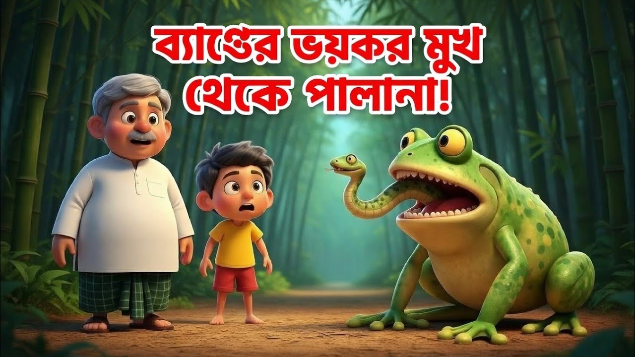 ভয়ংকর ব্যাঙ! শেষ মুহূর্তে বাঁচলো কীভাবে? 😲Giant Frog Attack! Funny Cartoon Escape 🐸😂