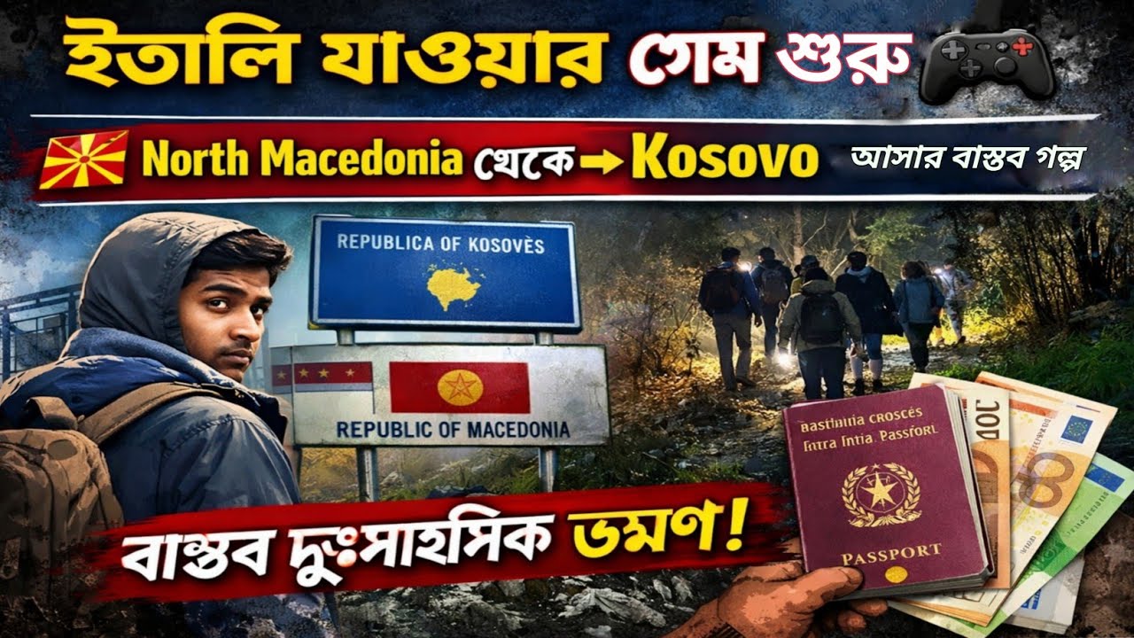 ইতালি যাওয়ার গেম শুরু 🎮 | North Macedonia থেকে Kosovo আসার বাস্তব গল্প