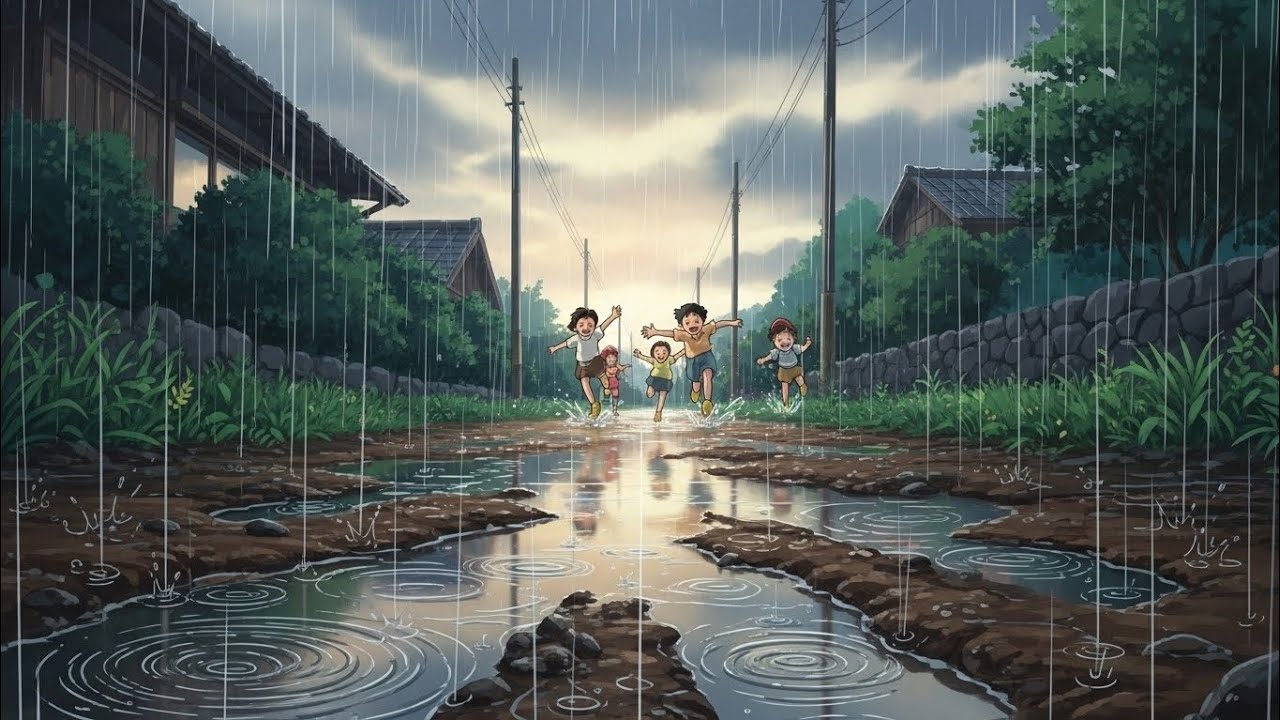 Old Village Rain Atmosphere | Cozy Rural Rain Sounds | Ghibli Style Village Life ASMR