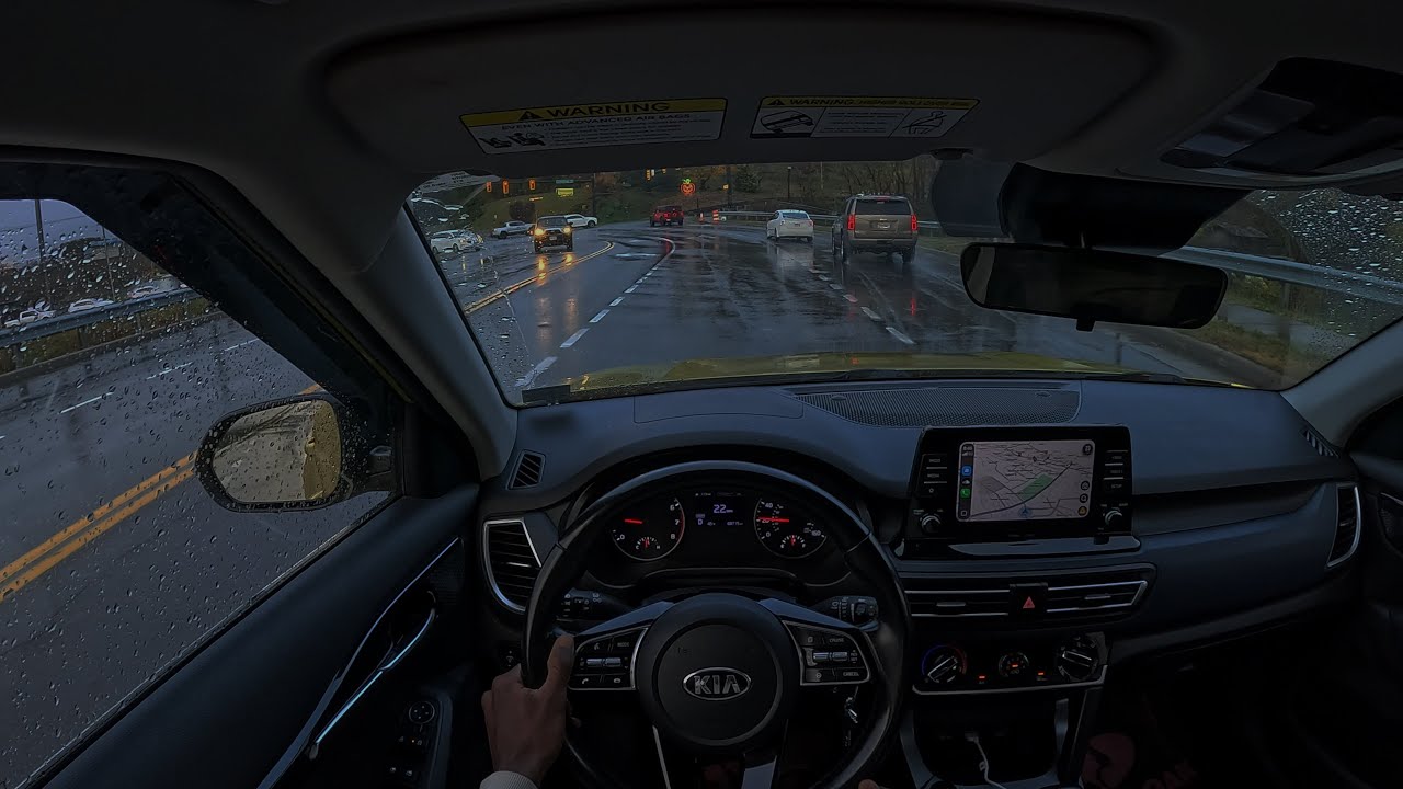 ASMR RAINY CITY HIGHWAY POV DRIVE 