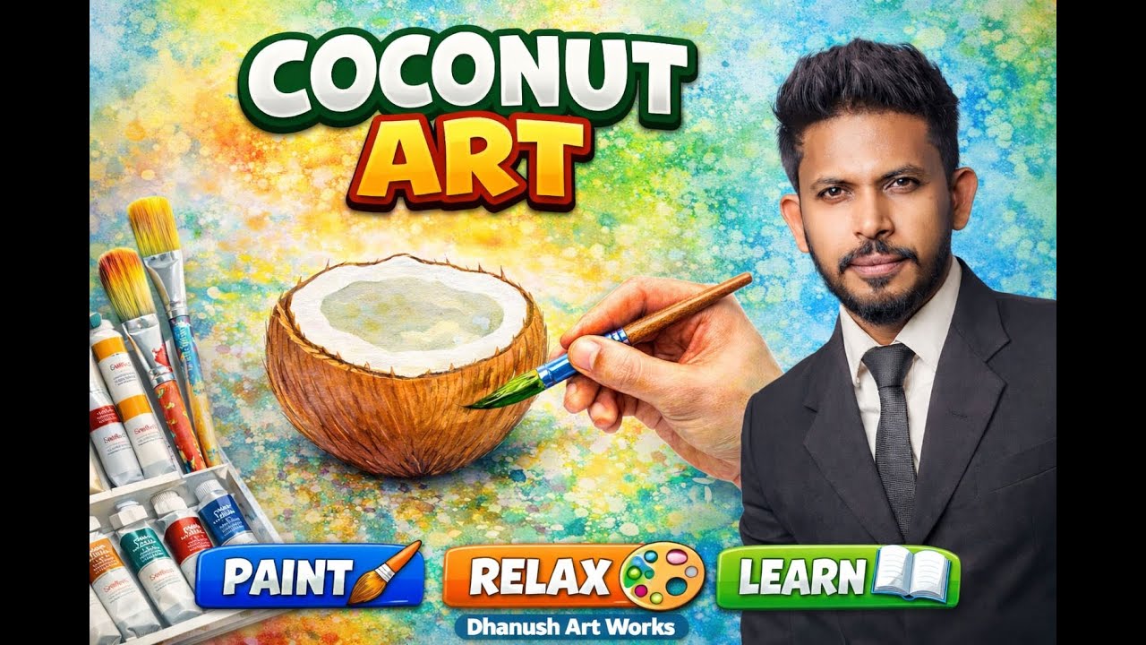 Coconut Watercolor Painting Tutorial | Easy Step-by-Step for Beginners for All  Dhanush Art Works