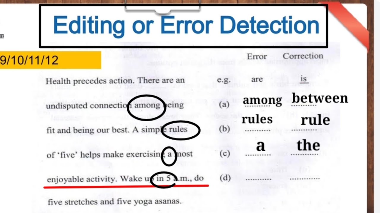 Editing | Error Detection | Tricks and practice questions | class 9/10/11/12
