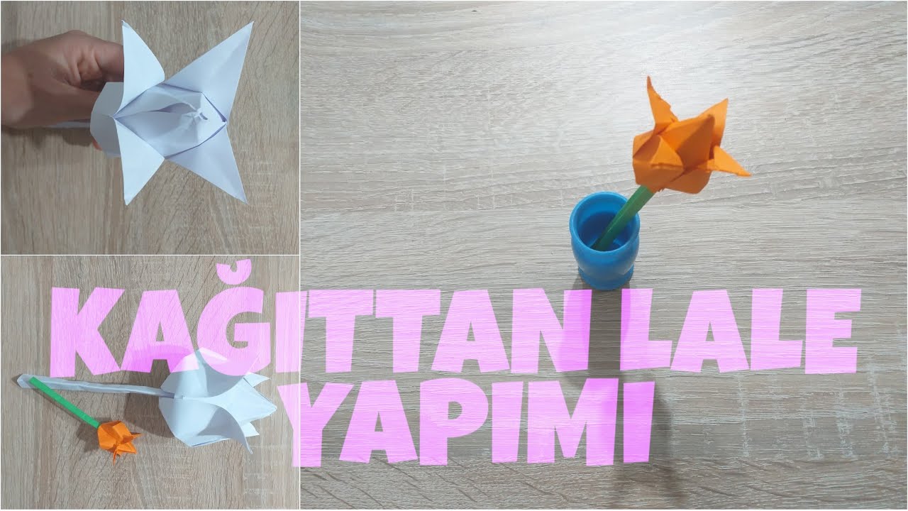 KAĞITTAN BASİT LALE YAPIMI (origami lale nasıl yapılır?)