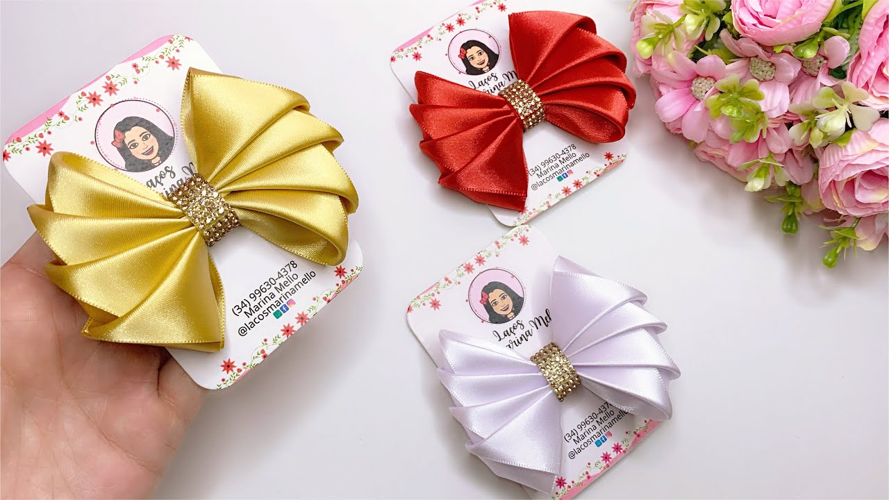 LAÇO CAMADAS PARA NATAL E ANO NOVO/na Fita de Cetim/Fácil e Lucrativo #diy 🎀By Marina Mello