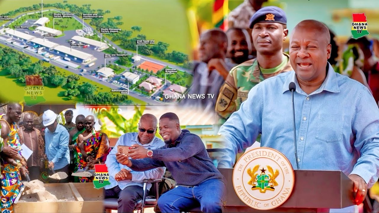 Nation Builder Prez Mahama happily cuts sod for Ghana's Biggest Ultramodern Poultry Processing Plant