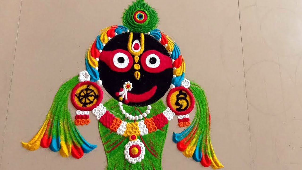 Very Beautiful And attractive Jagannath Rangoli \ Lord Jagannath Rangoli Art