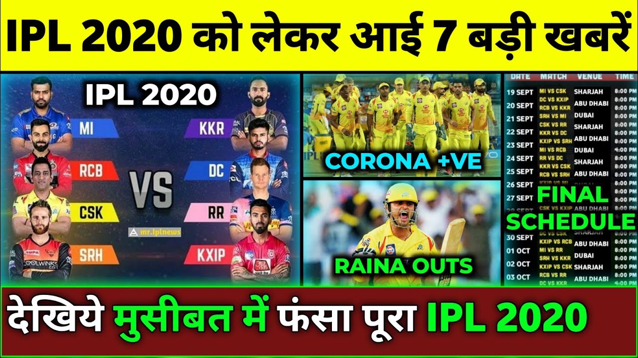IPL 2020 - 7 Big Good & Bad News on IPL 2020 | IPL2020 Schedule,Raina Outs from IPL,CSK Big Problem