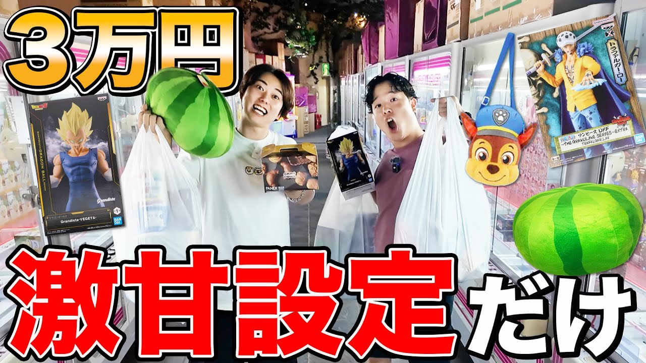 【日本一取れるゲーセン】激甘設定のクレーンゲームだけ3万円分プレイしたら大量に取れすぎたww