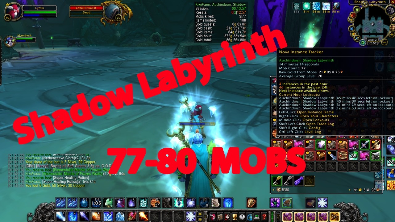 WoW TBC Anniversary - Shadow Labyrinth 77-80 MOBS 14 min run DUO MAG