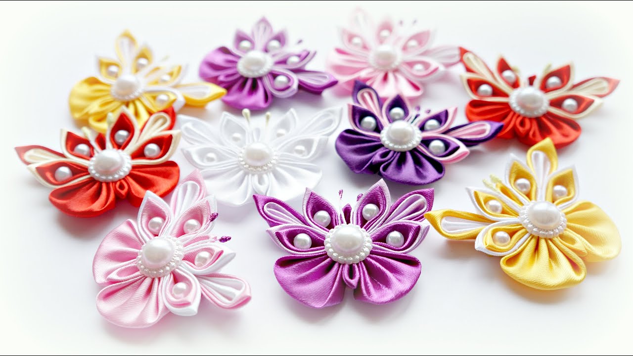 Бабочка Канзаши Мастер-класс / Butterfly Kanzashi Tutorial, DIY