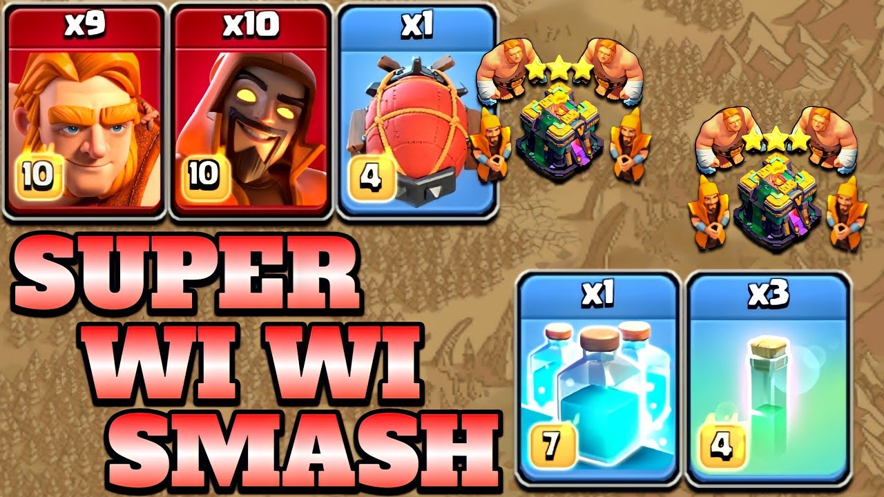 Super Giant Super Wizard Attack With Clone Invisibility Spell! Th14 Attack Strategy - Clash of Clans