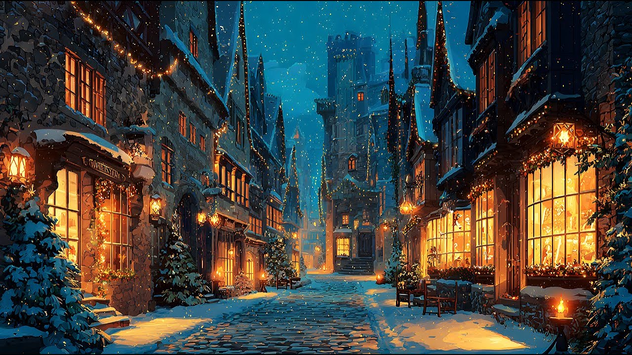 Ultra Detailed Winter Cozy Street | 4K | Relaxing Music