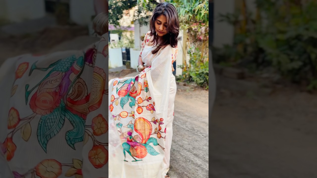 Semi tussar saree with applique work, link in comment section