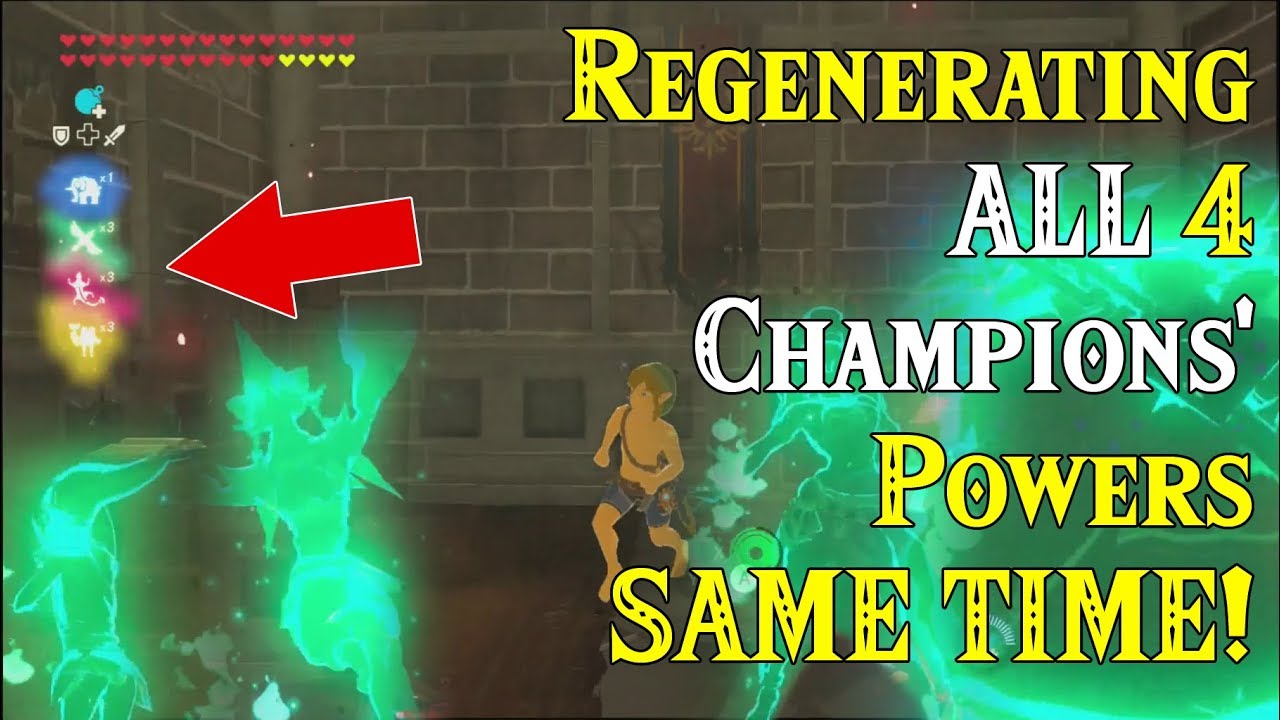 Regenerating ALL 4 Champions' Powers SAME TIME! What's gonna happens? in Zelda Breath of the Wild
