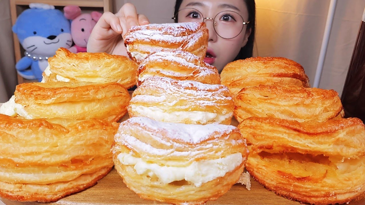 사과파이🍎 사과당 바닐라크림 우유크림 사과파이 디저트 먹방 Dessert Mukbang