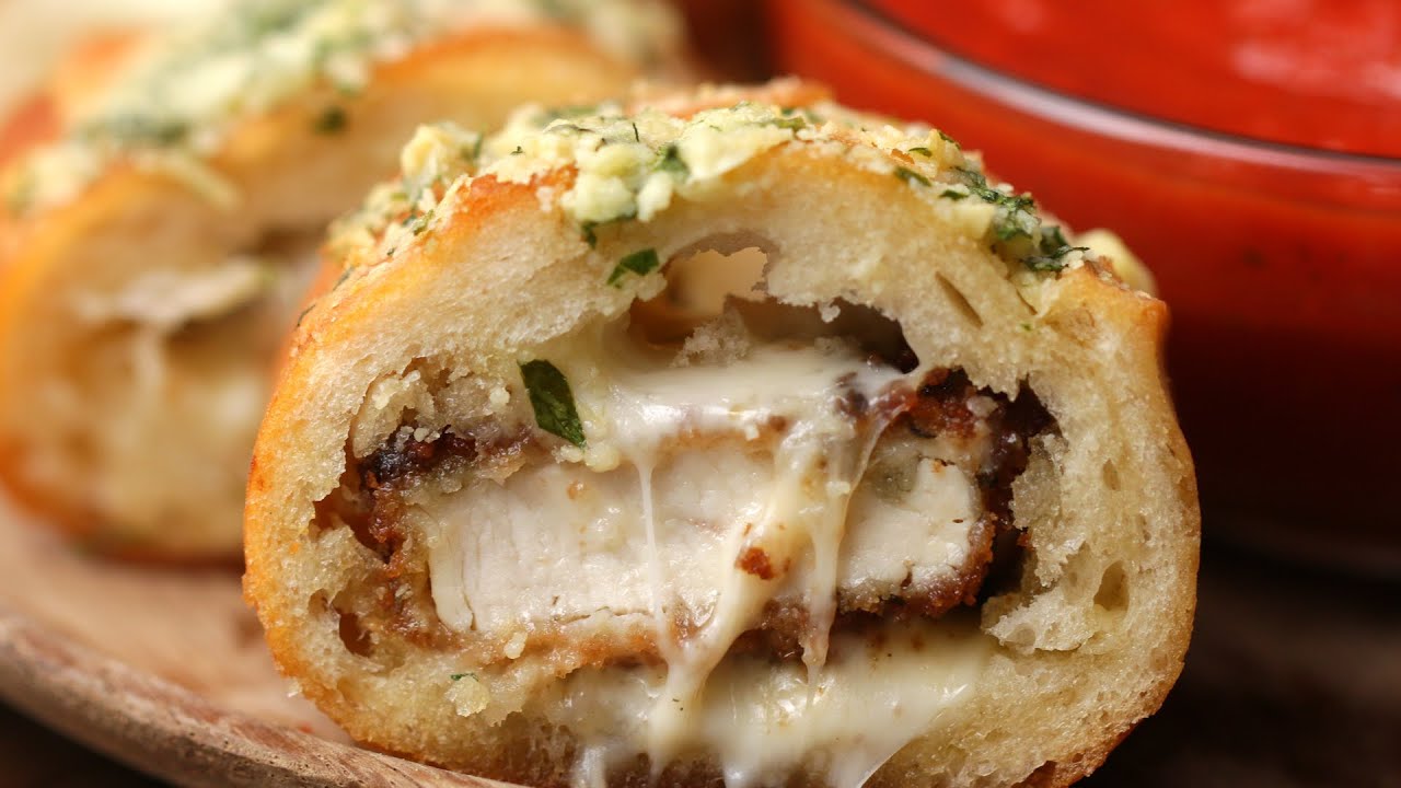 Chicken Parmesan-Stuffed Garlic Bread