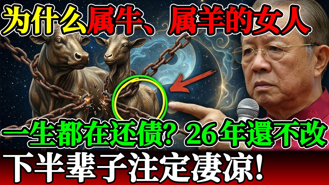 为什么属牛、属羊的女人一生都在还债？ 曾仕强：2026年若学不会“狠心”，下半辈子注定凄凉！#曾仕強 #曾仕強教授 #曾仕強易經 #易經智慧 #2026運勢 #丙午年 #九紫離火運 #屬豬運勢