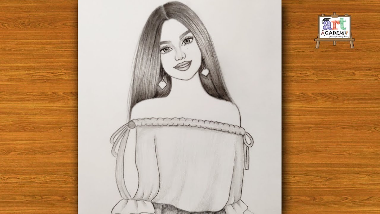رسم بنات كيوت | تعليم رسم بنت كيوت مع شعر طويل بالرصاص خطوه بخطوه للمبتدئين بطريقة سهلة | رسم سهل
